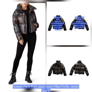 Sosken Face Print Down-Filled Puffer Jacket Size M/L